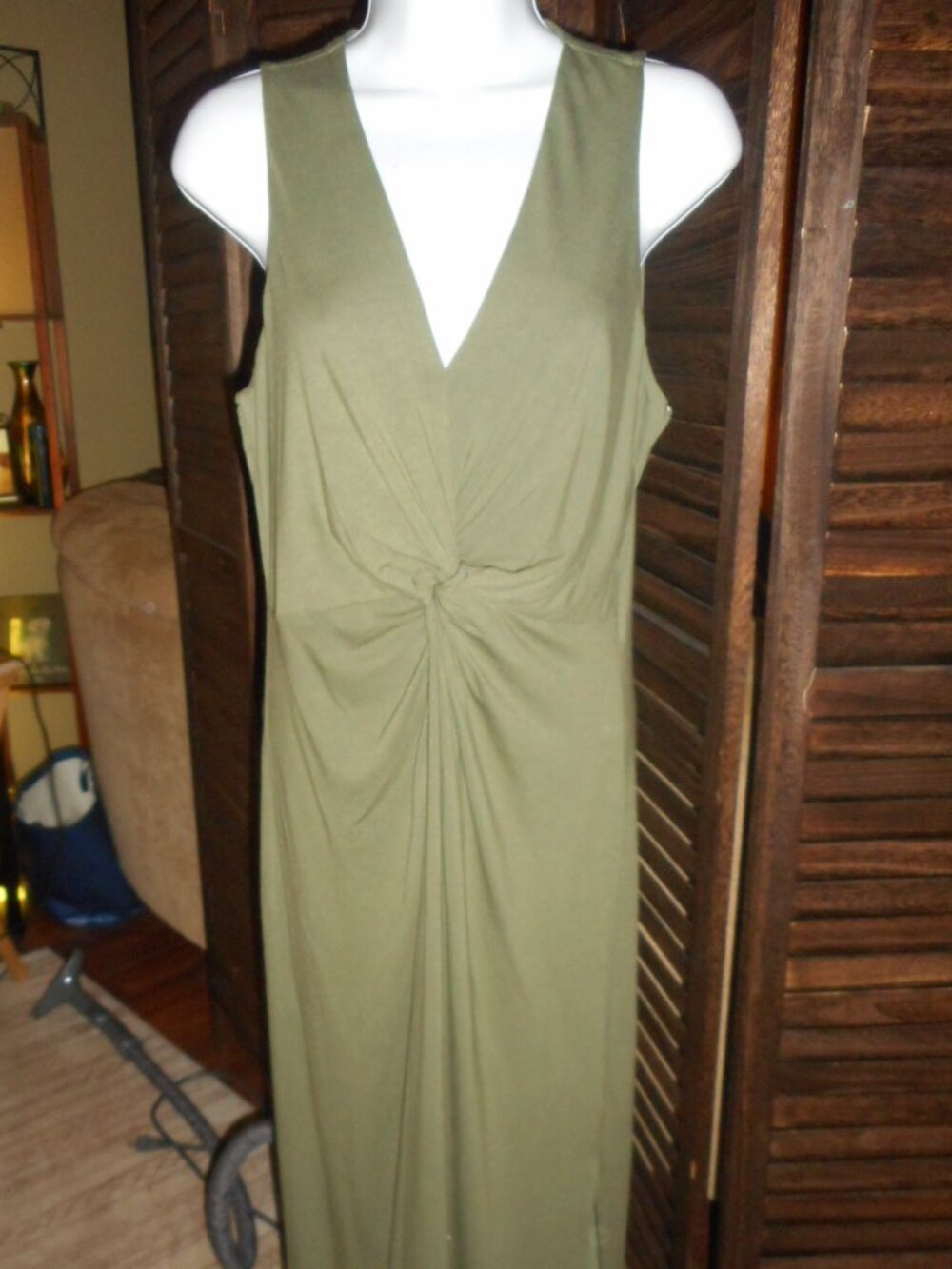 NWT Olive Green summer jersey twist dress, Medium